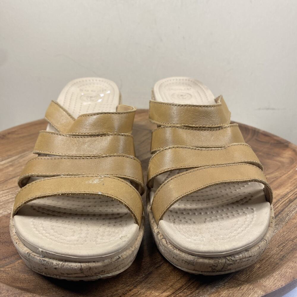 Crocs A leigh Womens Cork Brown Size 10 Heeled Strappy Sandals - Picture 3 of 8